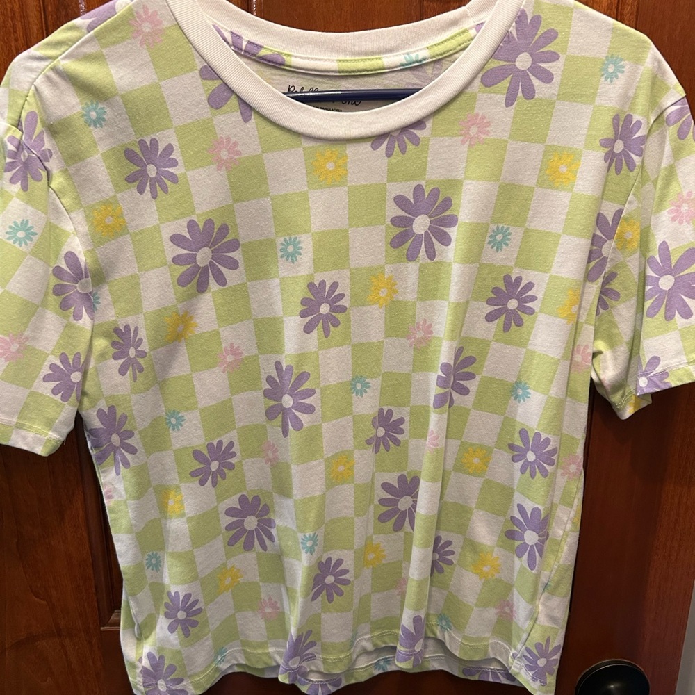Rebellious One Pastel Floral Checkered Tee